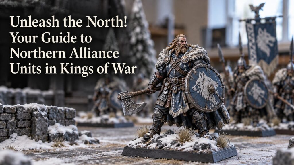 Illustrative close-up of a painted Northern Alliance warrior miniature on snowy terrain.