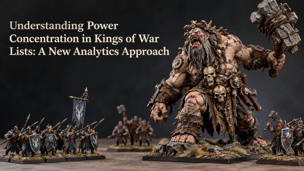 One large painted monster miniature stands among several smaller units.