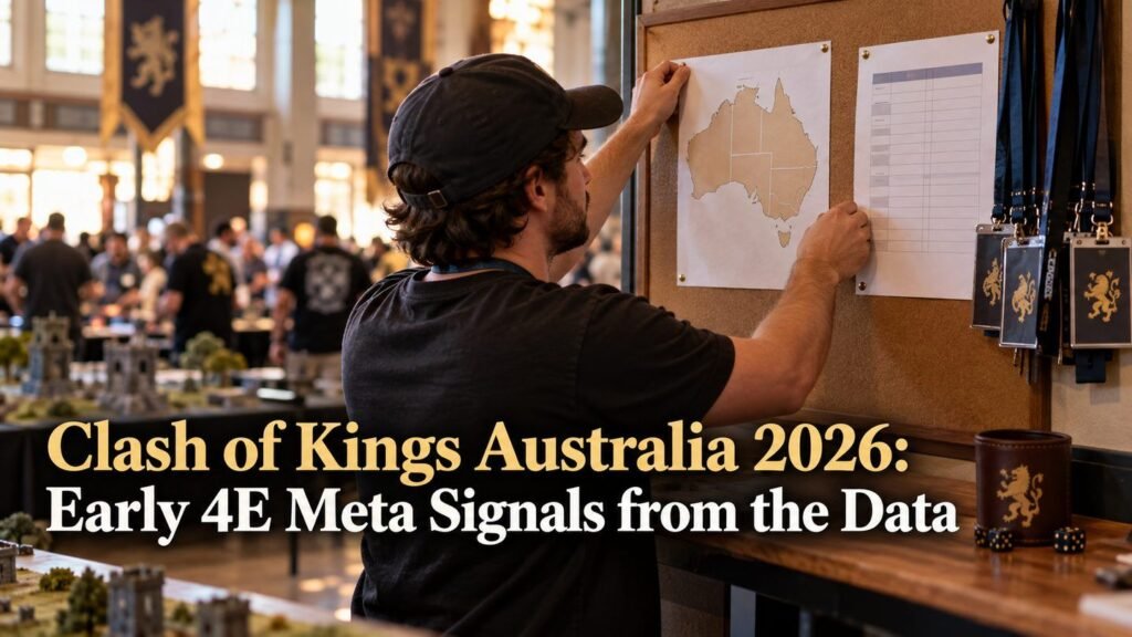 An event organizer pins an Australia map and schedule on a tournament noticeboard.